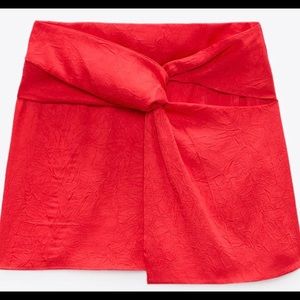 Zara Red Satin Mini Skirt